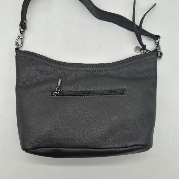 The SAK Pebble Leather Small Shoulder Bag Handbag Purse Slate Gray EUC Like New - Picture 3 of 4